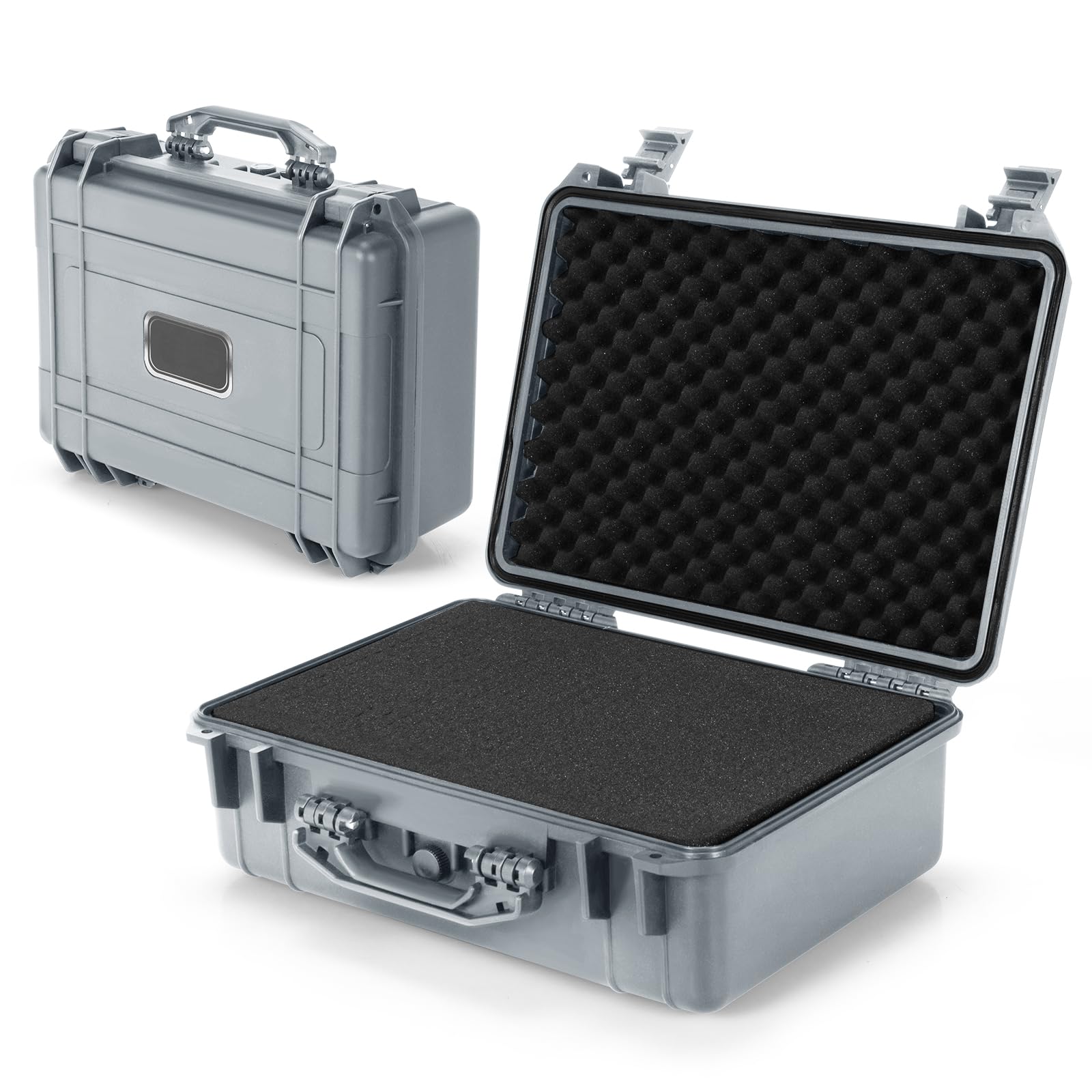 COSTWAY Portable Waterproof Hard Case, Compact Camera Case with Customizable Fit Foam, Dustproof Protective Tool Box for Electronics, Drones, Camera and Lens (Grey, 22 Inch, 56x44x22cm)