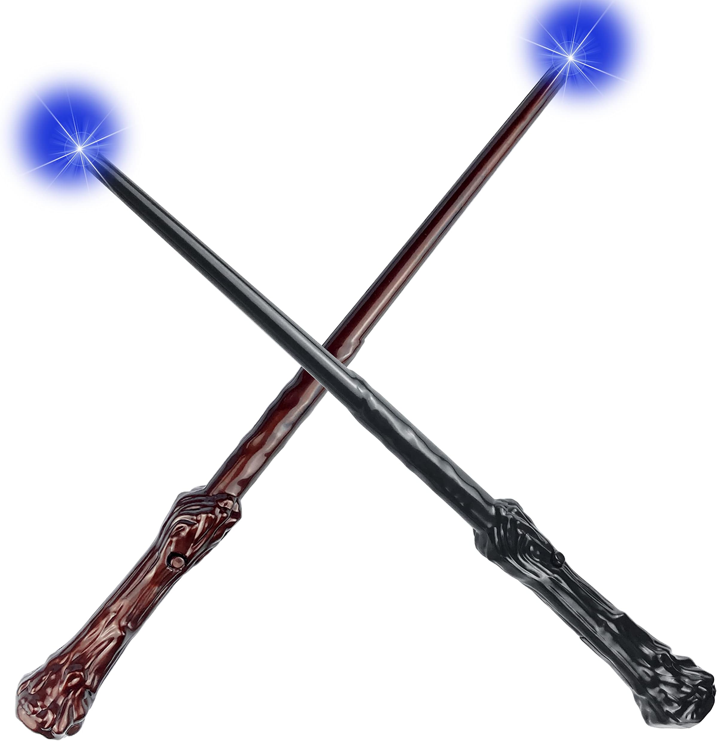 WinSence Light Up Magic Wand for Kids Sound Wizard Witch Illuminating Toy Brown Black
