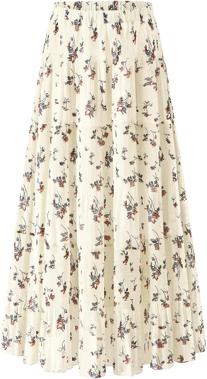 Gonna Lunga Maxi A Doppio Strato In Chiffon E Pizzo, Plissettata, Vita Elastica - Foto 2
