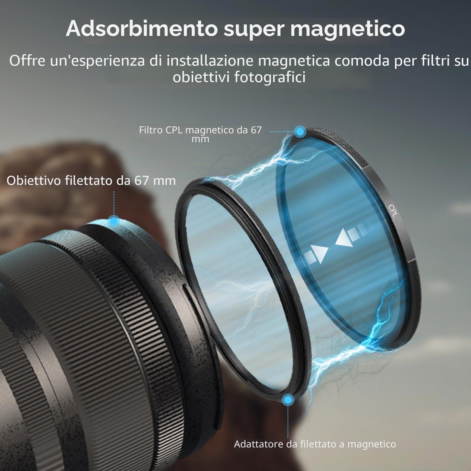 SMALLRIG Filtro Polarizzatore Circolare Magnetico da 67 mm + Anello Filtrante Filettato da 67 mm, Vetro Ottico HD Filtro Polarizzatore Circolare Multi Nano Rivestito a 28 Strati CPL Magnetico - 4582