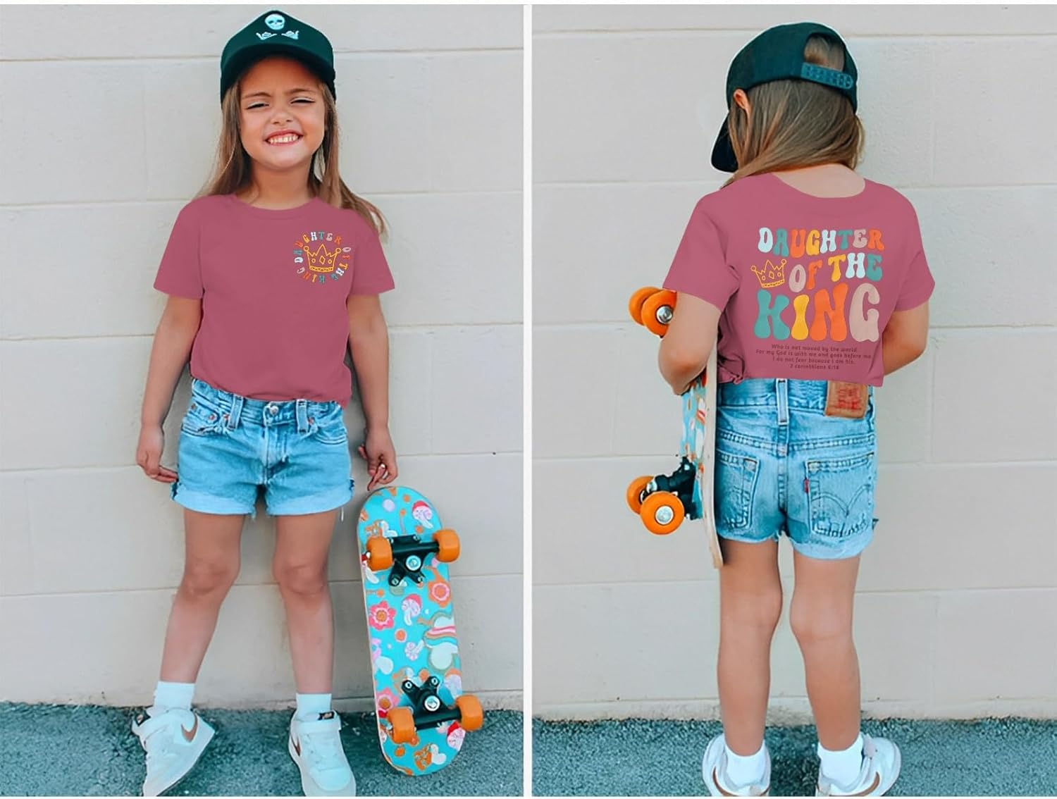 Toddler Baby Girl Christian Shirts Daughter of The King T-Shirt Religious Faith Tee Inspirational Short Sleeve Top - Image 2