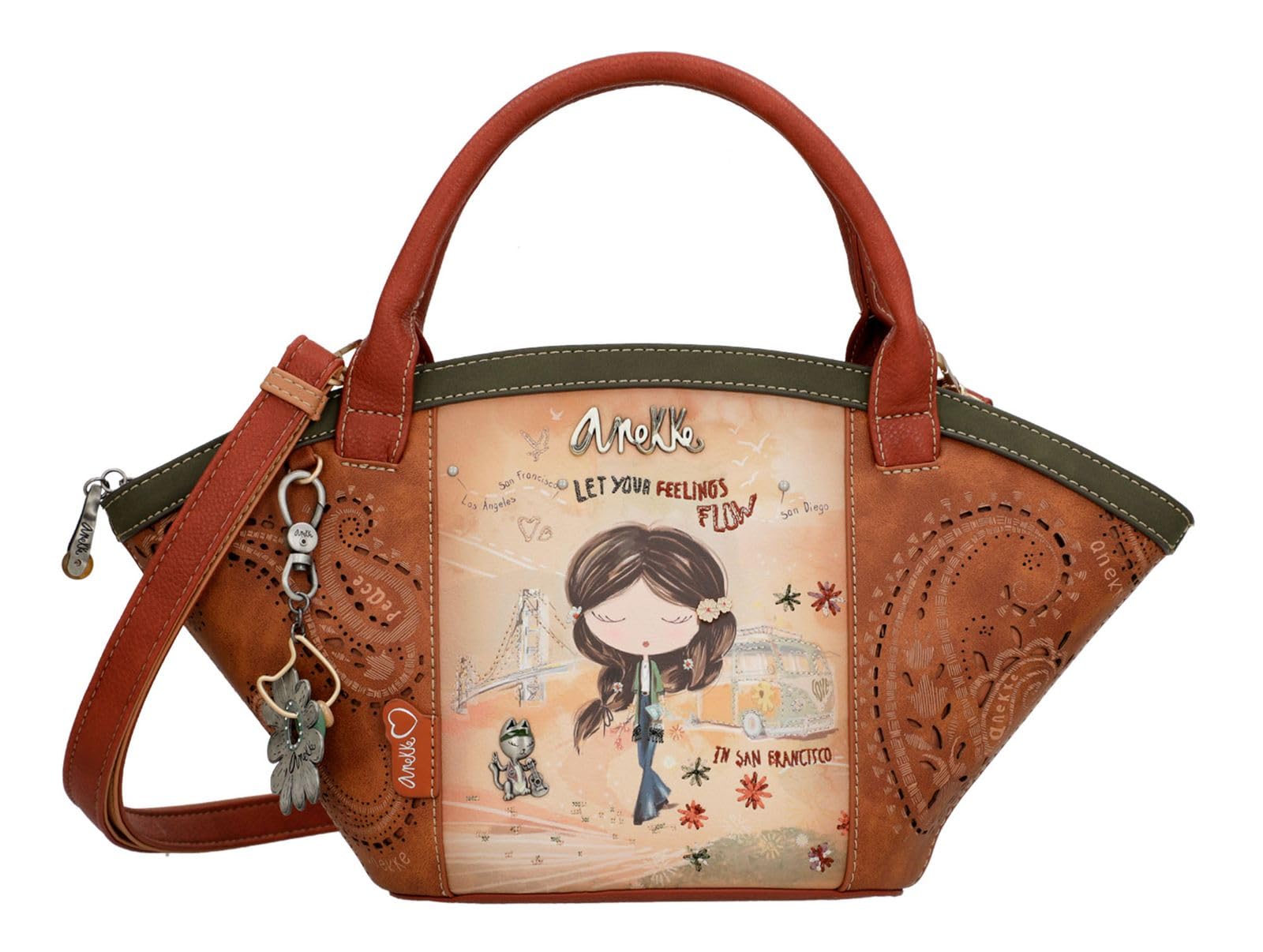 Anekke - Shopper Damen - Tasche aus Polyester mit 2 Griffen und Schulterriemen - Reißverschluss - Zubehör und Accessoires für Damen - Maße 41 x 19 x 13 cm