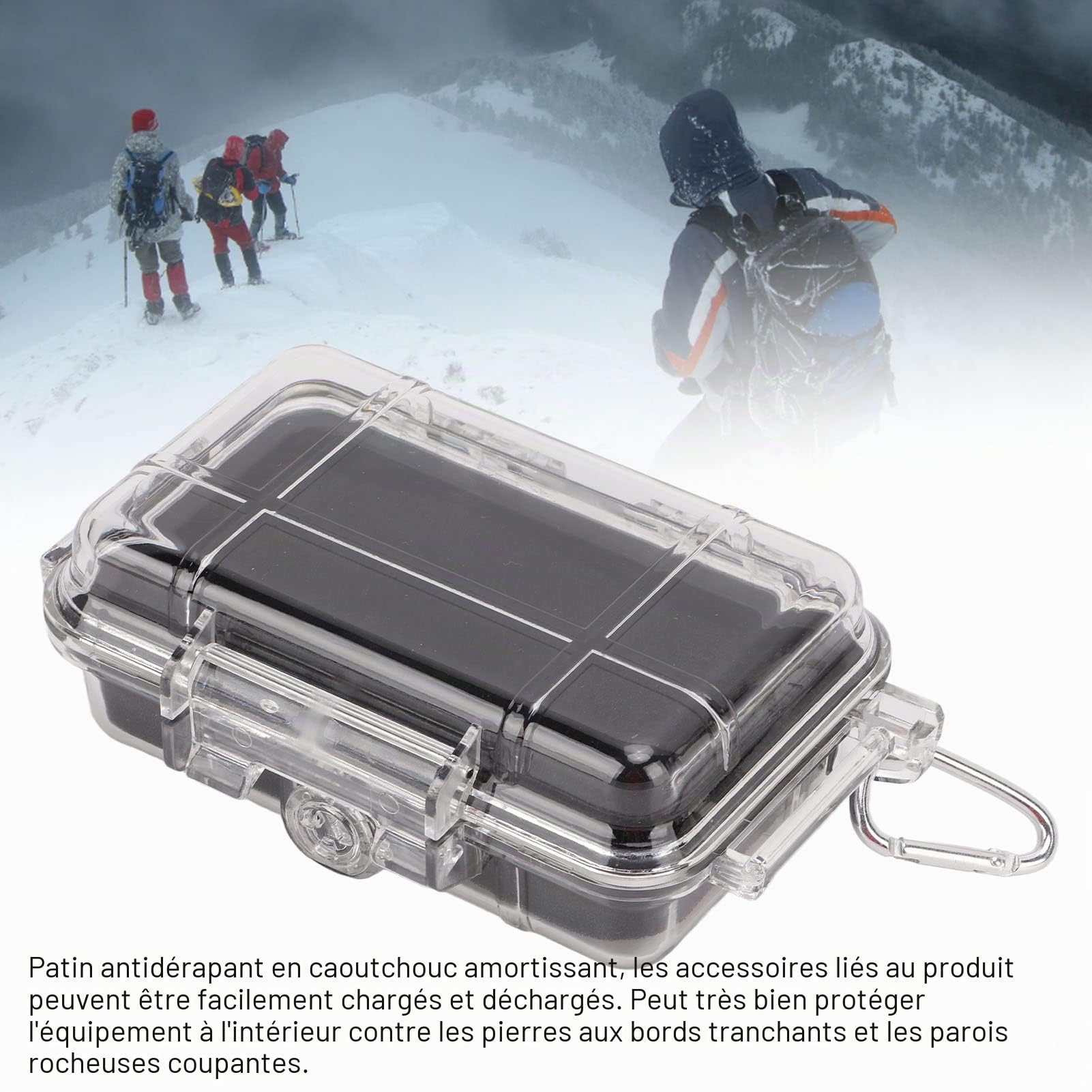 Alomejor Boîte de Rangement de Survie étanche Boîte Antichoc en Plastique avec Doublure D'absorption des Chocs Étui étanche à L'air Sec Extérieur Transparent pour Le Camping et la Randonnée