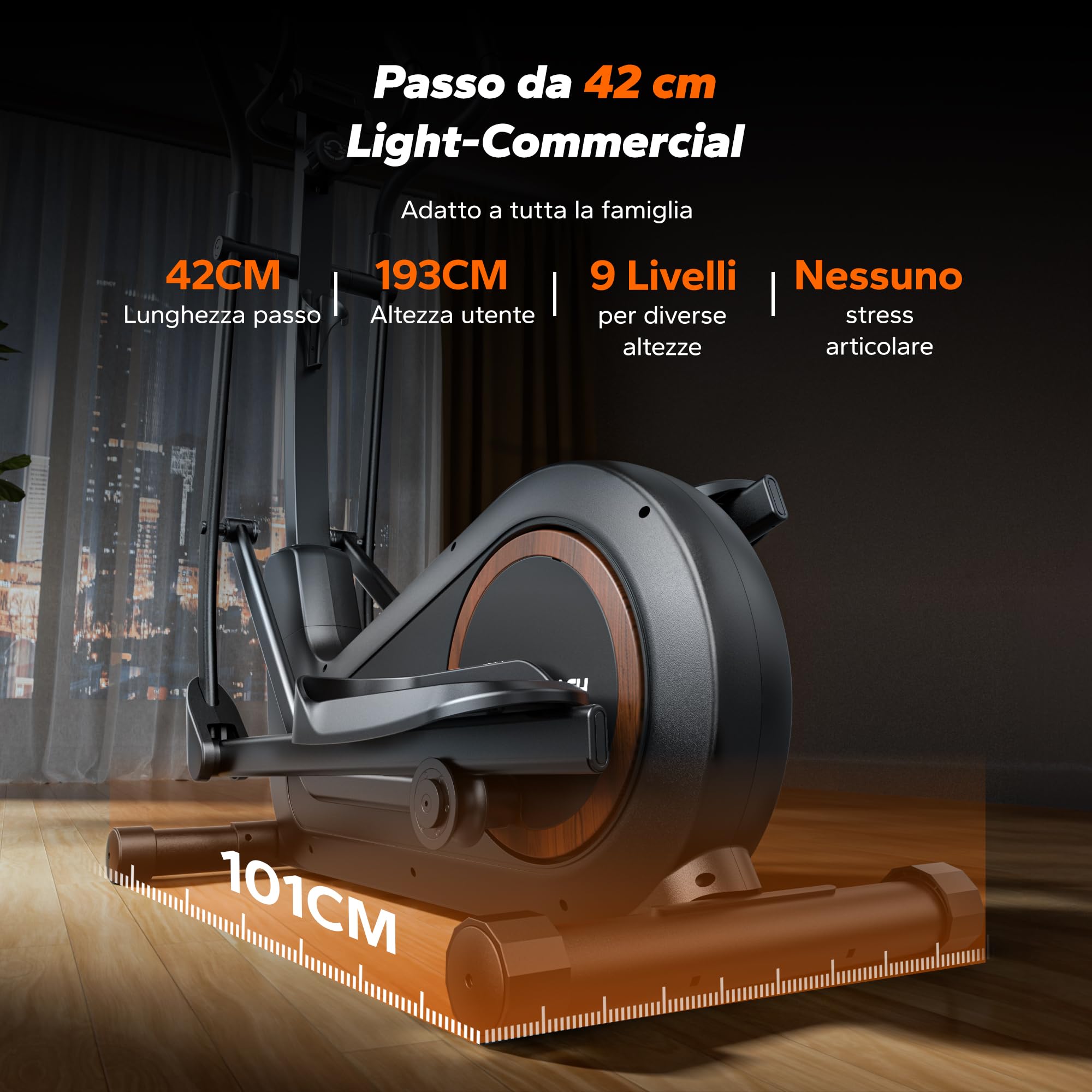 MERACH Ellittica per Casa con Passo da 42 cm, Crosstrainer Magnetico Ultra Silenzioso con 16 Livelli di Resistenza, App Proprietaria, Allenamento Cardio Efficace, Supporta fino a 150 kg