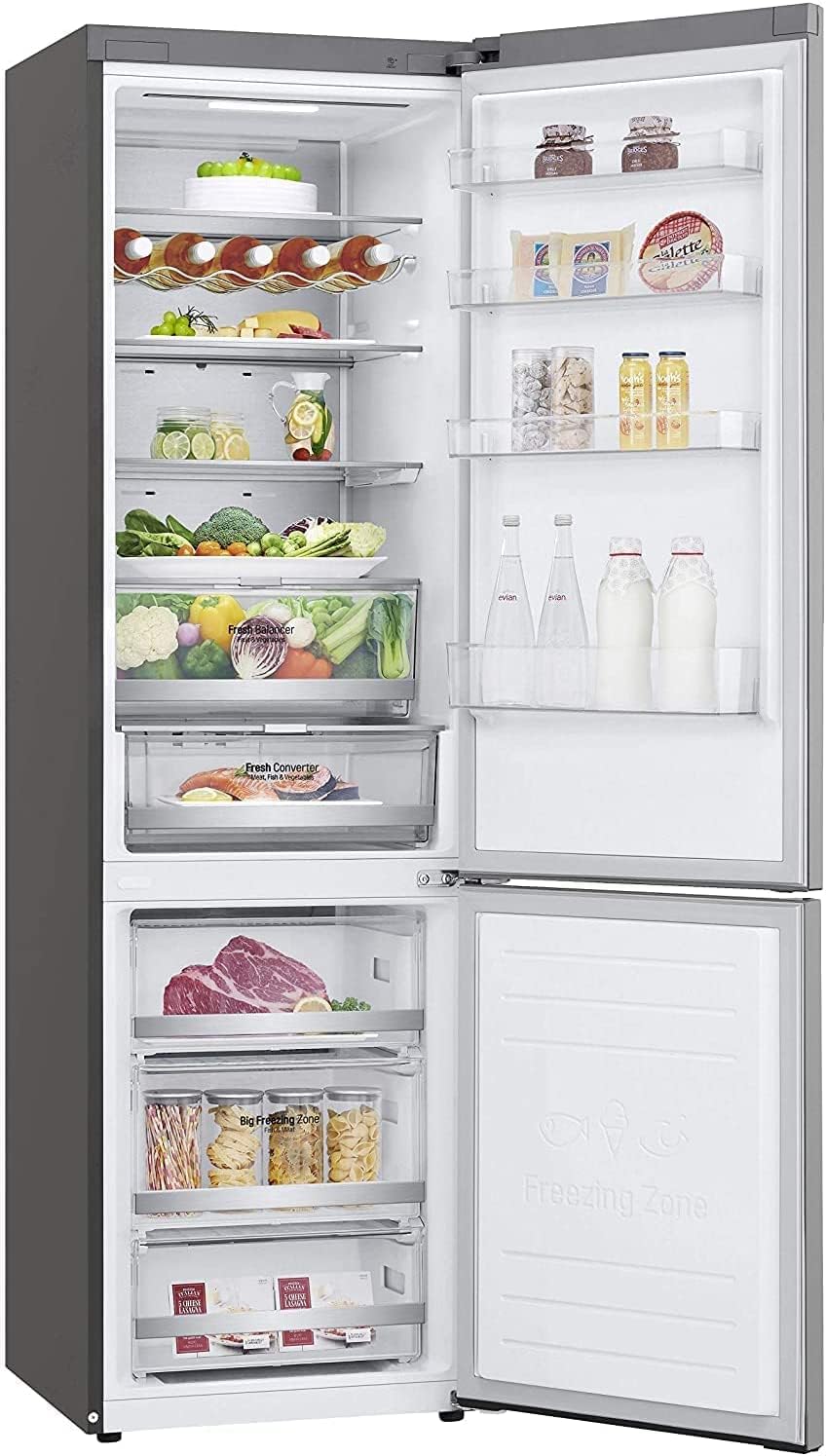 LG GBB72SAUCN1 Frigorifero Smart Combinato Total No Frost con Congelatore, 384 L, Classe C, 35 dB, Linear e Door Cooling, Fresh Balancer e Converter, Frigo con Freezer, Metal Fresh, Wi-Fi, Display LED