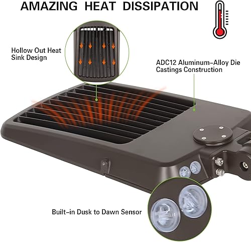 Miniatura 4 de Paquete de 3 luces LED de estacionamiento conmutables de 240 W300 W, iluminación de calle LED de 150 LMW con fotocélula del anochecer al amanecer