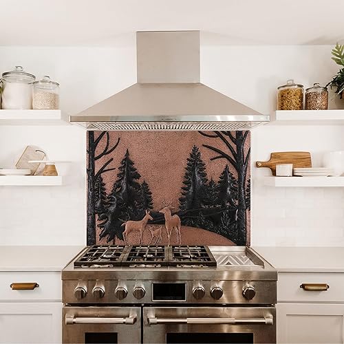 Miniatura 4 de Kitchen Backsplash, Forest Scene with Deer Family Copper Backsplash, Custom Copper Backsplash Panel, Handmade Copper Backsplash Tile, Indoor Outdoor