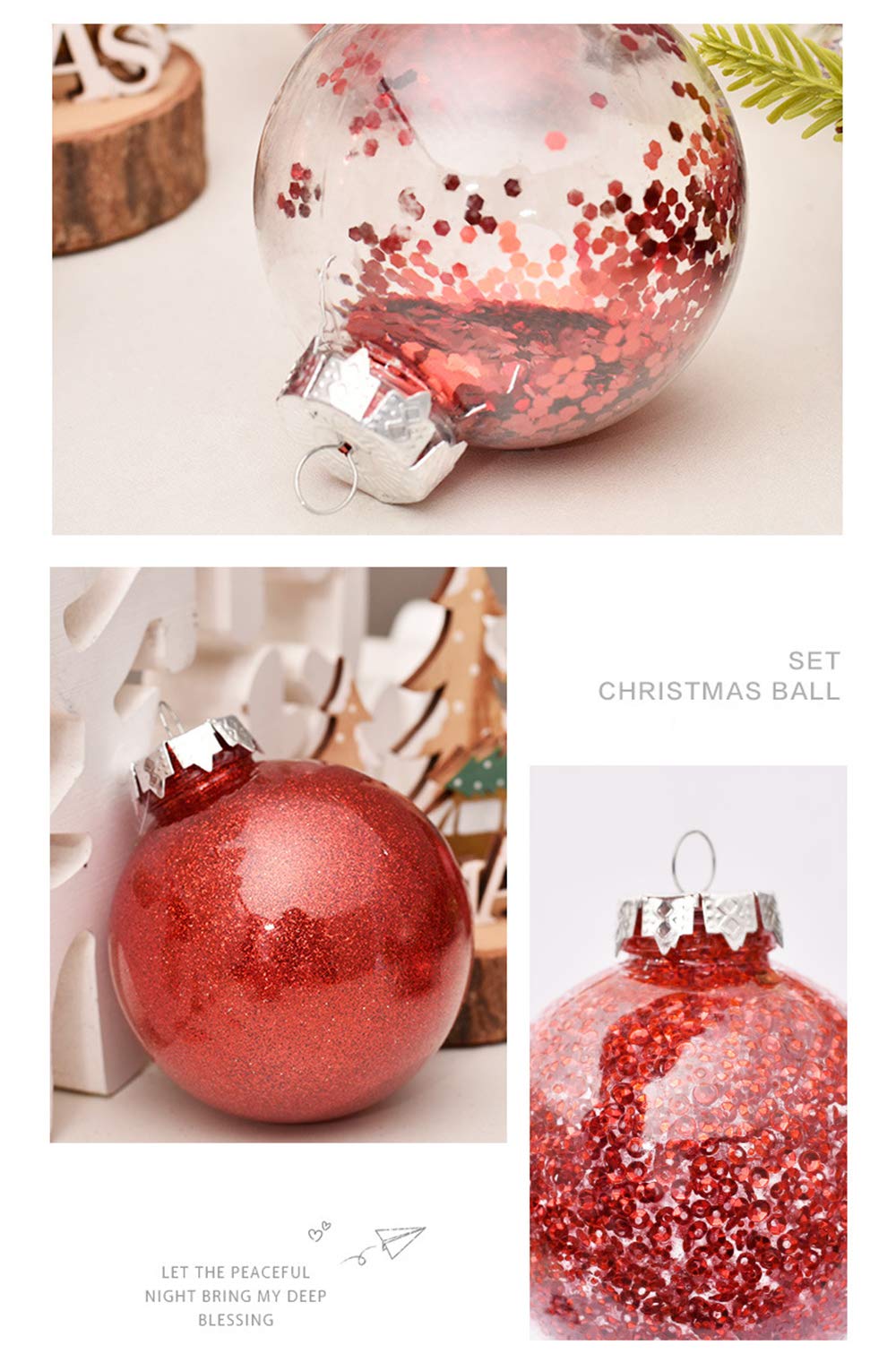 Weihnachtsbaum-Dekorationskugeln Weihnachtskugeln Gadget Set Familie Festival Hochzeit Treffen Zusammen Zubehör bruchsicher (30 Stück) 6 cm, 8