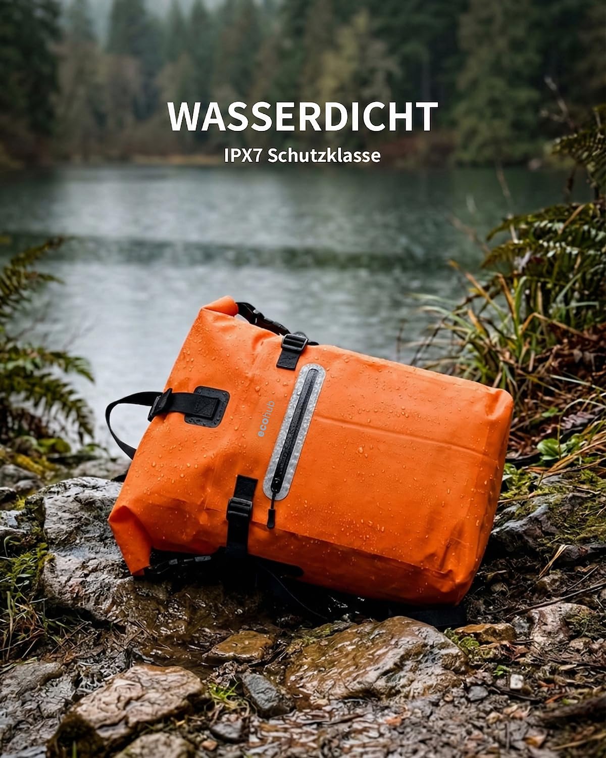 ECOHUB Roll-Top Zaino Impermeabile Mare 30L TPU, Dry Bag Leggero per Kayak