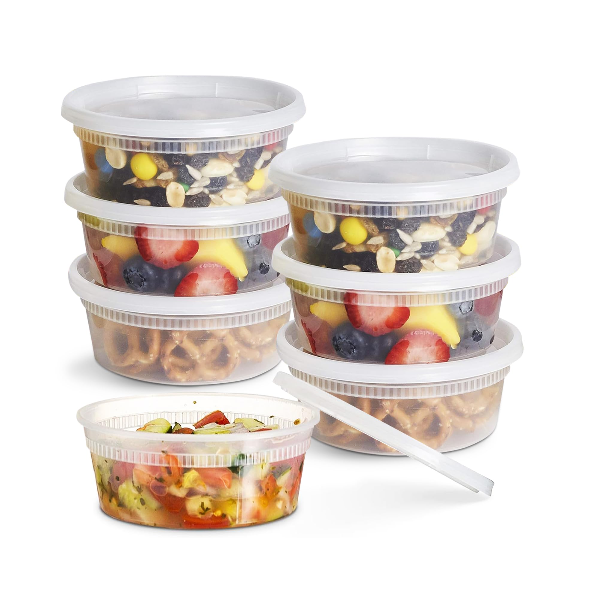 OCS Parts Round Plastic Deli Containers with Lids | Stackable, Microwavable, Freezer and Dishwasher Safe BPA Free Food Prep and Storage Containers