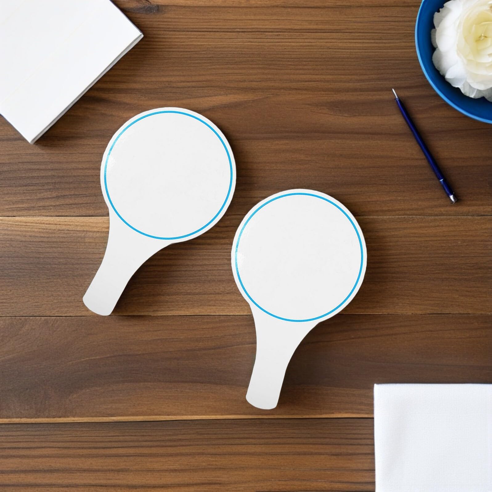 HOODANCOS Tableaux Effaçables à Sec 15x25 Cm Lot De 2 Disques Bleus Planches à Main Polyvalentes Pour Vote Et Notation En Compétition