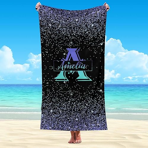 Miniatura 6 de Artsadd Toalla de playa personalizada para mujer, toalla de baño con brillo rosa personalizada para niños y adultos, manta de playa personalizada de