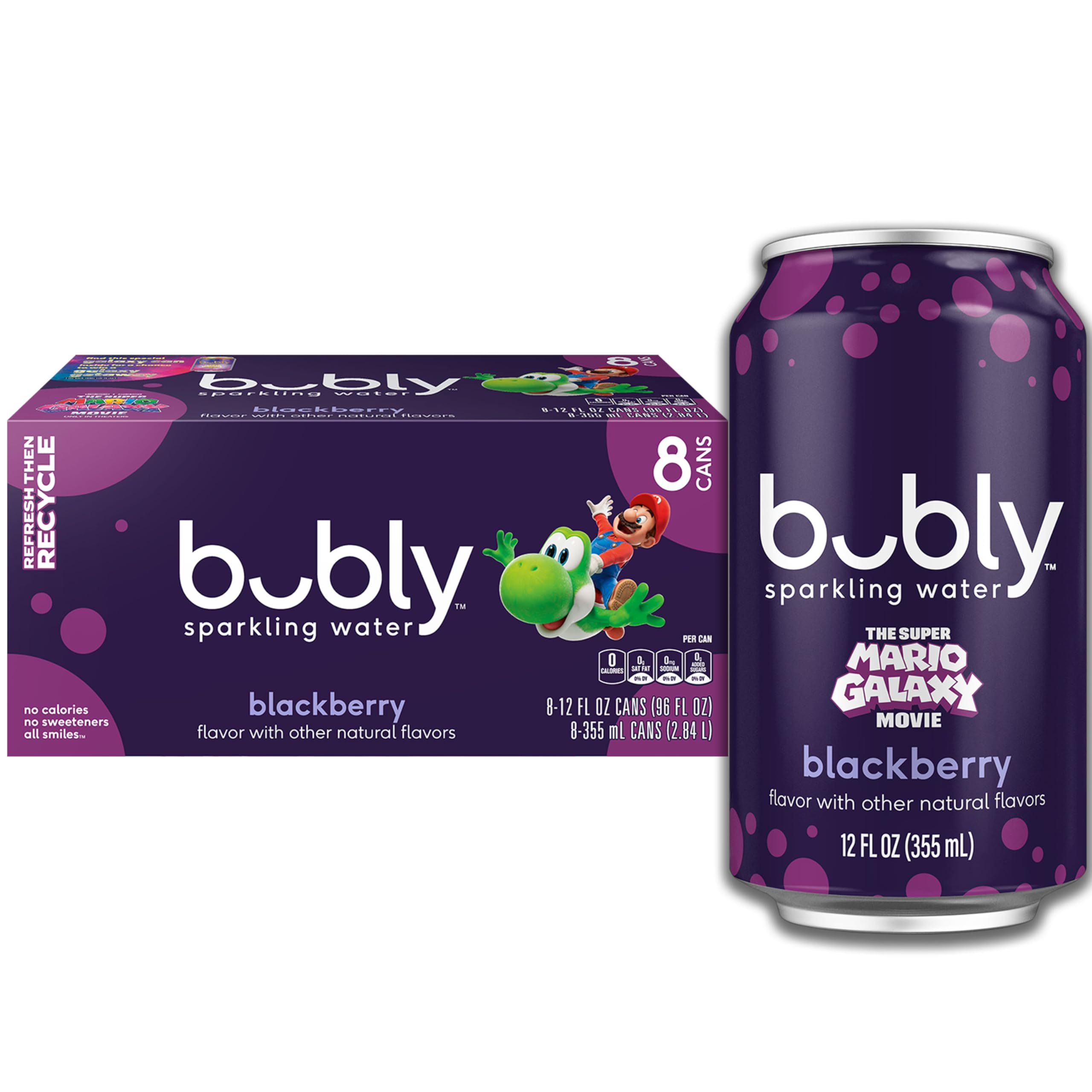 Sparkling Water, Blackberry, 12 Fl Oz Cans (Pack of 8)