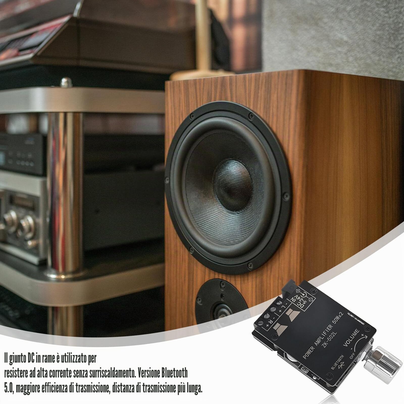 Leikurvo Amplificatore Bluetooth scheda HiFi Stereo, 2.0 Audio Amplifier Board 2x50W Bluetooth Amplificatore Modulo HiFi Stereo, Mini Amplificatore Digitale Scheda