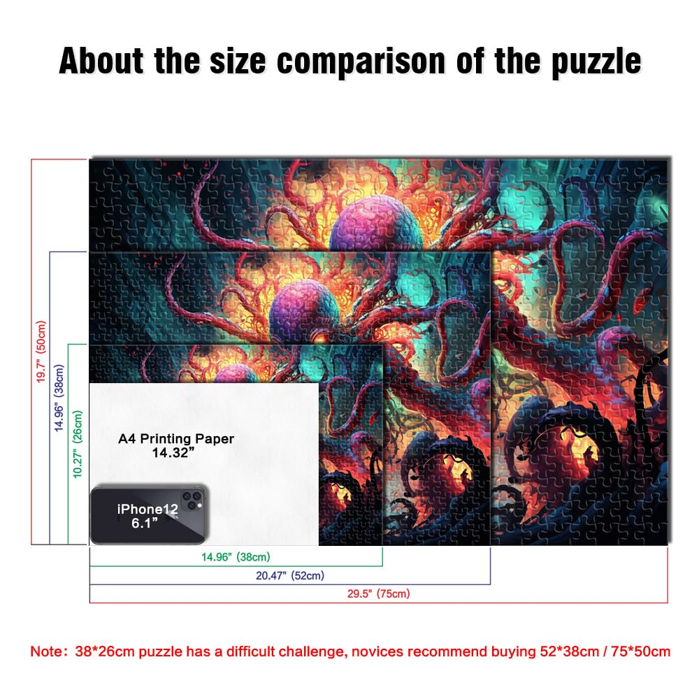 Puzzle De 1000 Piezas La Llamada De Cthulhu, Desafío Para Adultos Y Juego Familiar De 38x26 Cm