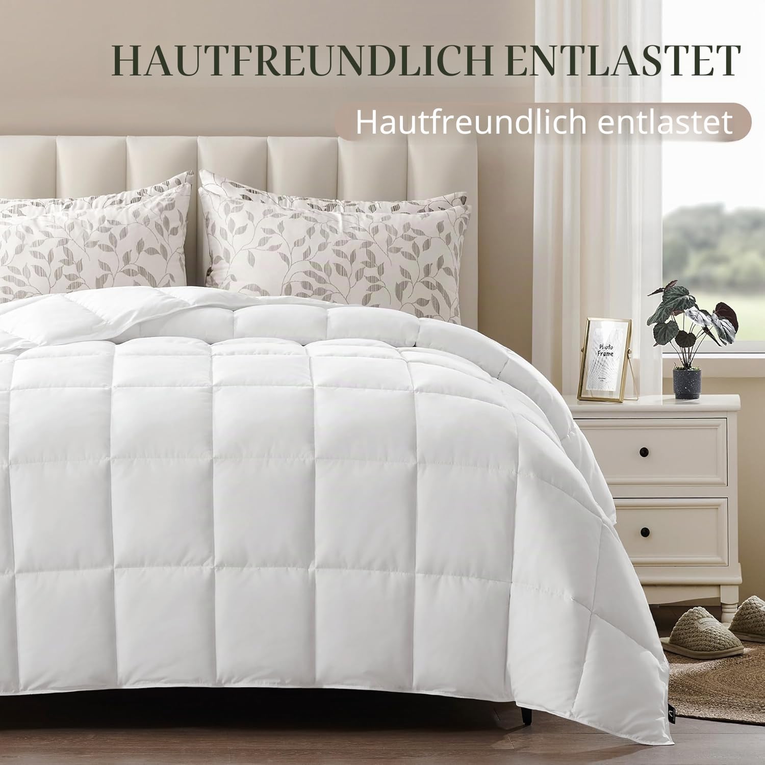 ACCURATEX 450GSM Winterdecke 200×200 cm mit Daunenalternative Füllung | extra warme & dicke Bettdecke, flauschige & atmungsaktive Steppdecke mit 8 Eckbändern, OEKO-TEX zertifiziert, waschbar