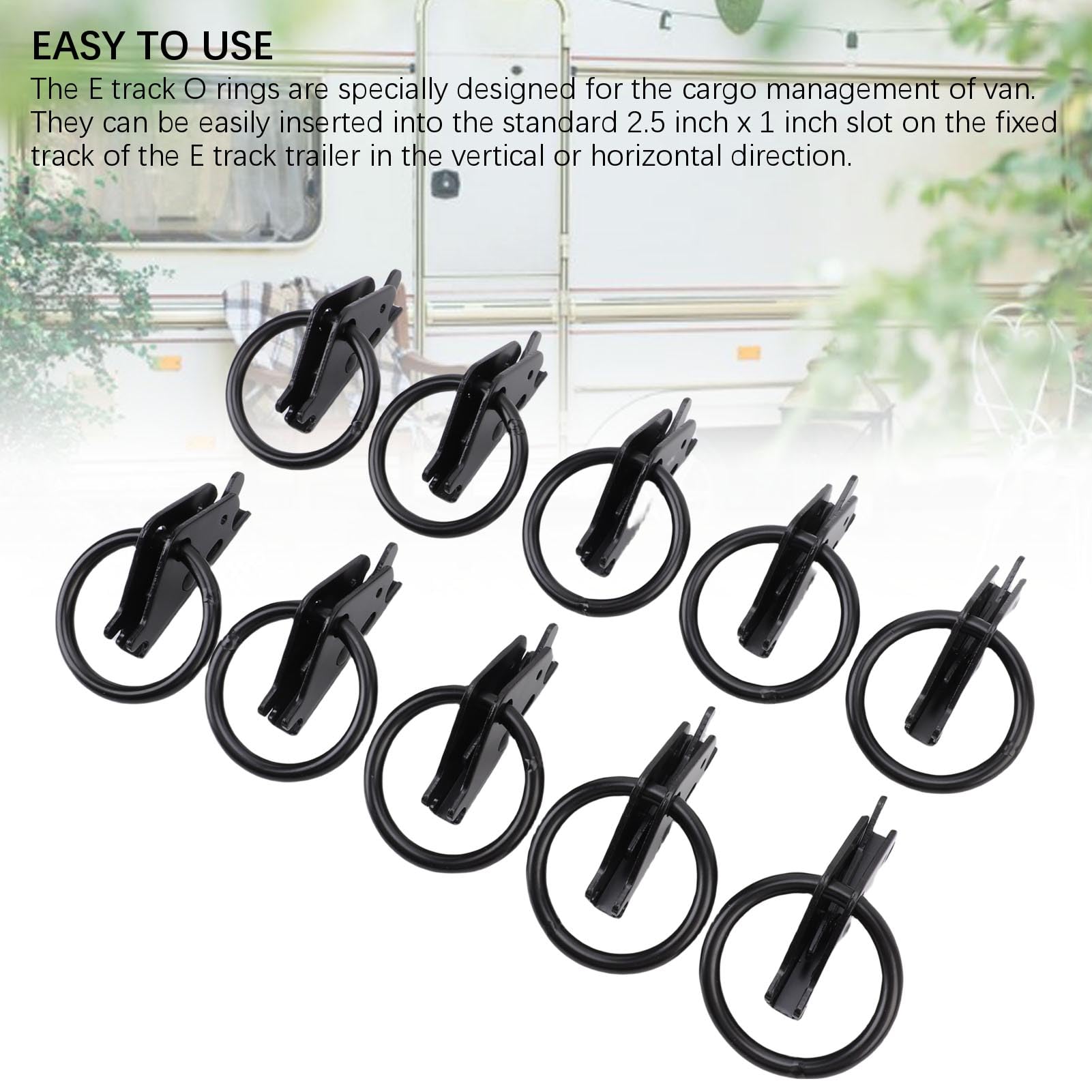Yosoo Health Gear E Track Fixing O Ring Tie Down Anchors Acciaio Zincato Nero capacità di Carico 5500 Lb Confezione da 10 per la Gestione del Carico in Camion, Rimorchi, Pick-up E Pianali