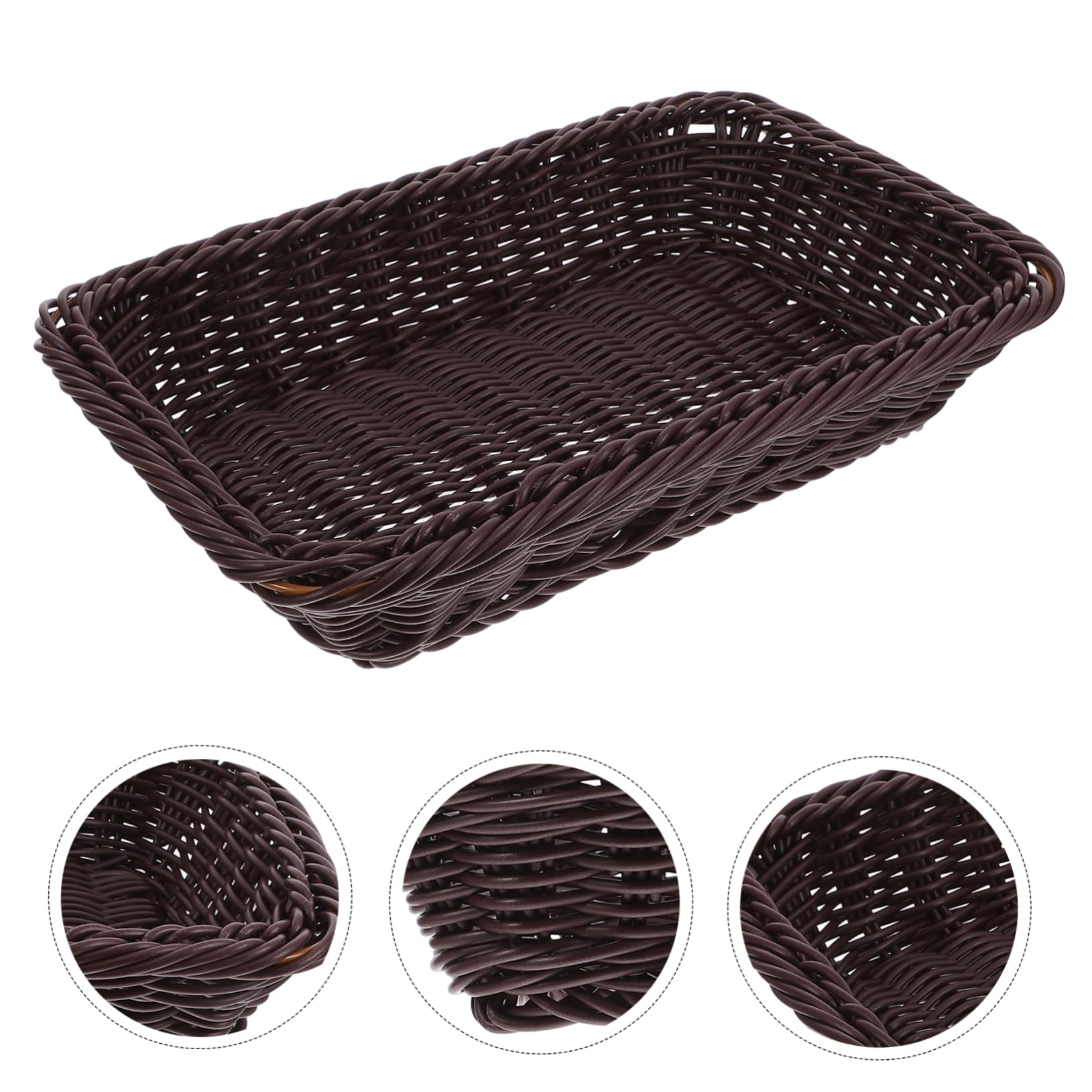 Amosfun 3 Piezas Cesta de Pan Tejida Multifuncional Cesta de Almacenamiento Decorativa para Servir Pan y Accesorios Oscuro
