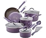 Rachael Ray Cucina Nonstick Cookware Pots and Pans Set, 12 Piece, Lavender Purple