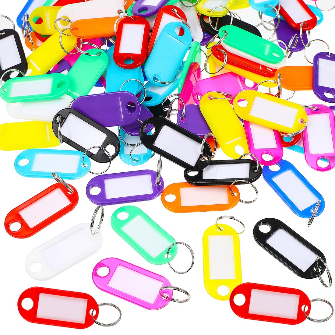 Tyqour 50 stuks sleutelhangers, beschrijfbaar, roestvrij staal