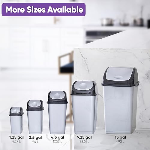Miniatura 2 de Superio Bote de basura de plástico de 4.5 galones con tapa, grishumo, 2 pulgadas