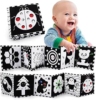 Kontrastbok baby, svart vit tygbok dubbelsidig, mjuk bildbok av tyg, kontrastleksak 0 3 6 månader, gåva för spädbarn, nyfödda visuella leksaker, inlärningskort, småbarn - Amazon Deal & Rabatt