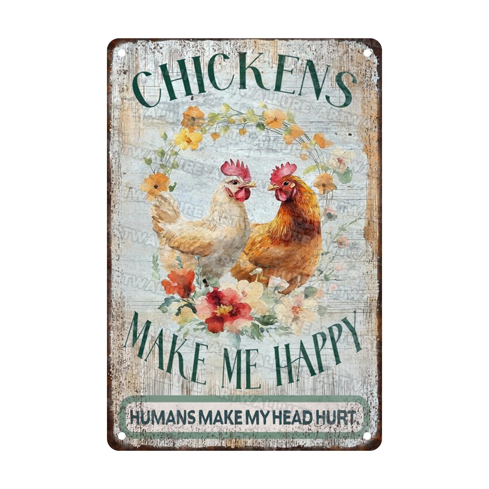 Chicken Vintage Sign Chickens Make Me Happy Metal Sign Indoor Outdoor Decor on Coop 8x12inch