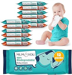 Mum & You Baby Wipes Multipack - 672 Biodegradable Wet Wipes (12 Packs) | 99.4% Water. Ideal for Sensitive Newborn Skin | Baby Wipes Bulk, Bum Wipes, Wet Tissue, wet wipes baby