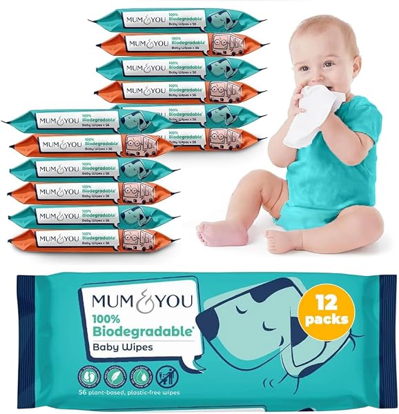 Mum & You Baby Wipes Multipack - 672 Biodegradable Wet Wipes (12 Packs) | 99.4% Water. Ideal for Sensitive Newborn Skin | Baby Wipes Bulk, Bum Wipes, Wet Tissue, wet wipes baby - 1
