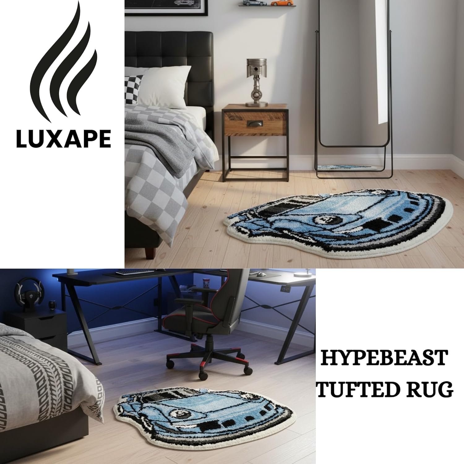 Car Rug - Handmade & Premium- 28in (70cm) - Hypebeast Decor - Hypebeast Room - Living Room, Bedroom, Children Bedroom, Door mat - Aesthetic Room Decor Rugs (Car01)