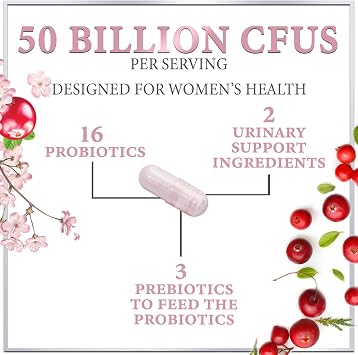 Probiotics for Women with Cranberry - 16 Premium Strains for pH Balance - Women Probiotics for Digestive Health, Vaginal & Immune Support - Women's Probiotic Health - Bottled in USA - 120 Capsules