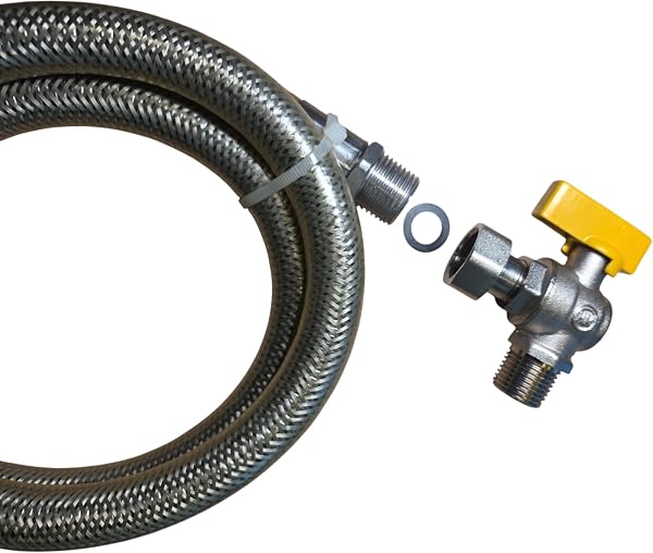Kit Tubo Flessibile Gas MF Inox con Rubinetto Sicurezza, Certificato EN 14800, GPL Metano per Cucina e Caldaia, Acciaio Anticorrosione, 50-200 cm (KIT 1250mm) - 2