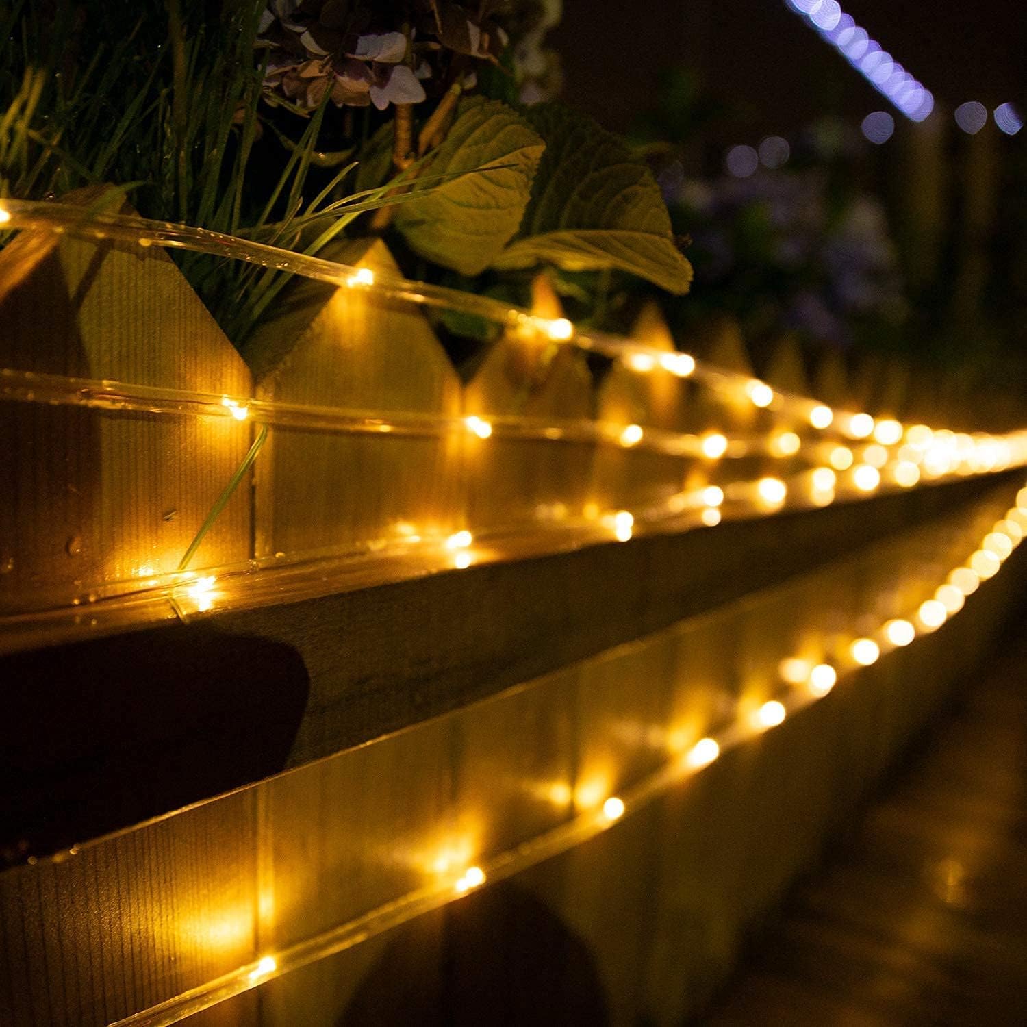 Brightown 2 Pack Solar Rope Lights, Total 78FT 200LED Warm White Solar String Lights Outdoor, IP65 Waterproof Solar Powered Fairy Lights with 8 Lighting Modes for Yard Garden Patio Tree Decoration