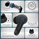 Philips TAT1269 Bluetooth Truly Wireless in Ear Earbuds with mic, 13mm Drivers, Bluetooth 5.4, 40H Playtime, IPX5, Fast Charging, Touch Controls, Voice Assistant, Mono Mode, LED Indicator (Deep Black) gallery image
