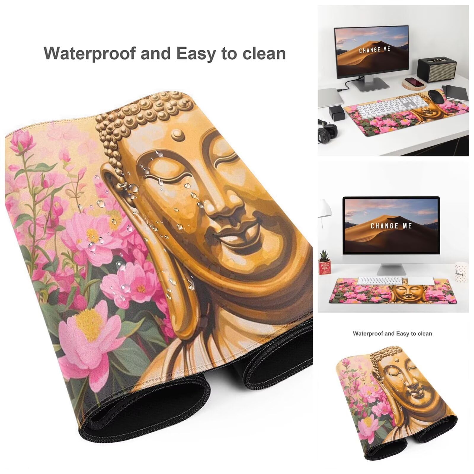 Alfombrilla Ratón Rosa Alfombrilla Ratón XXL 1600 x 800 mm, Tren Mouse Pad Gaming con Bordes Cosidos, Impermeable Mousepad Base de Goma Antideslizante Duradera, Mouse Pad para Oficina Accesorios Q358