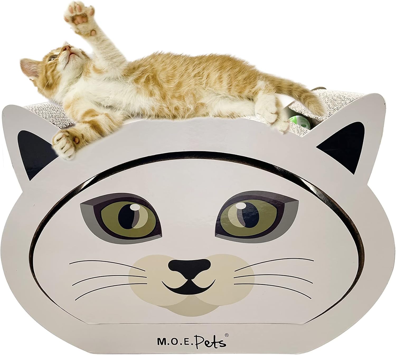 M.O.E. Pets 2 in 1 CAT Head Scratcher W/ Toy Ball, 14inchx10inchx19inch, White (Style#BKR-010)
