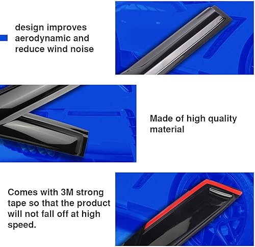 Miniatura 3 de DOLKSN Deflectores con cinta adhesiva para ventana, protectores de lluvia, para ventana, ajuste Rogue 2014-2020, accesorios para camiones de humo