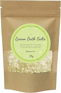 100% Pure Epsom Salts Salt | Magnesium Sulphate Bath Salt | 1KG / 1000g Pack by PSN | Ideal for Relieving Sore Muscles | Reduces Inflammation Scented (Peppermint, 1KG / 1000g)