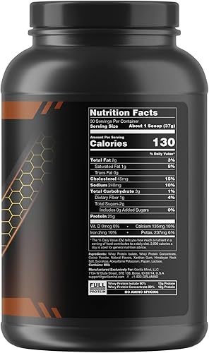 Miniatura 2 de Gorilla Mode - Proteína de suero de leche de alta calidad, chocolate, 0.88 onzas de proteína de suero aislar y concentrar, recuperar y construir