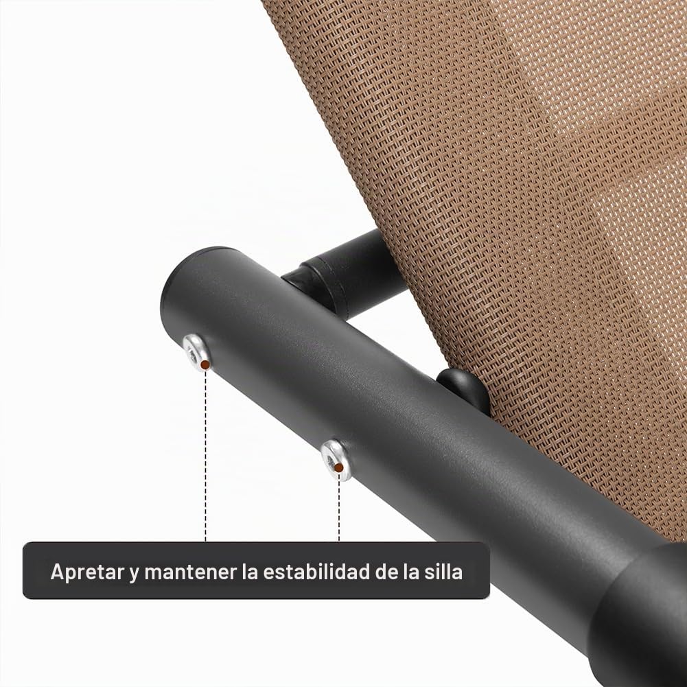 BAKAJI Silla Mecedora de jardín, Tumbona de Gravedad Cero, con Revestimiento de textileno con reposacabezas, sillón para Exteriores e Interiores, balcón, Patio, terraza (marrón)