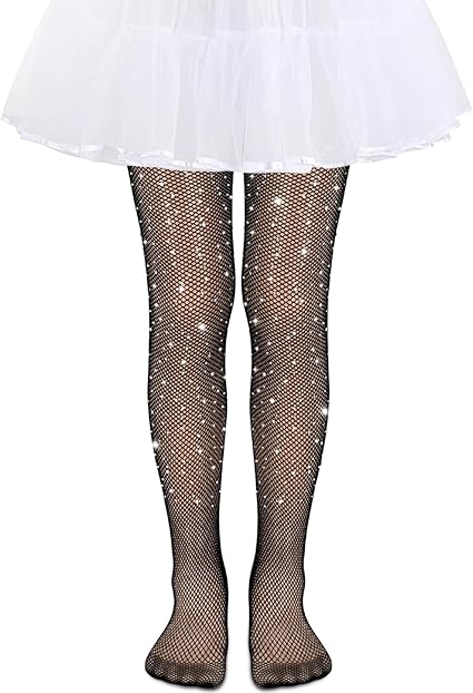 Nylon Elastico Collant A Rete Con Strass Per Bambina Brillantini