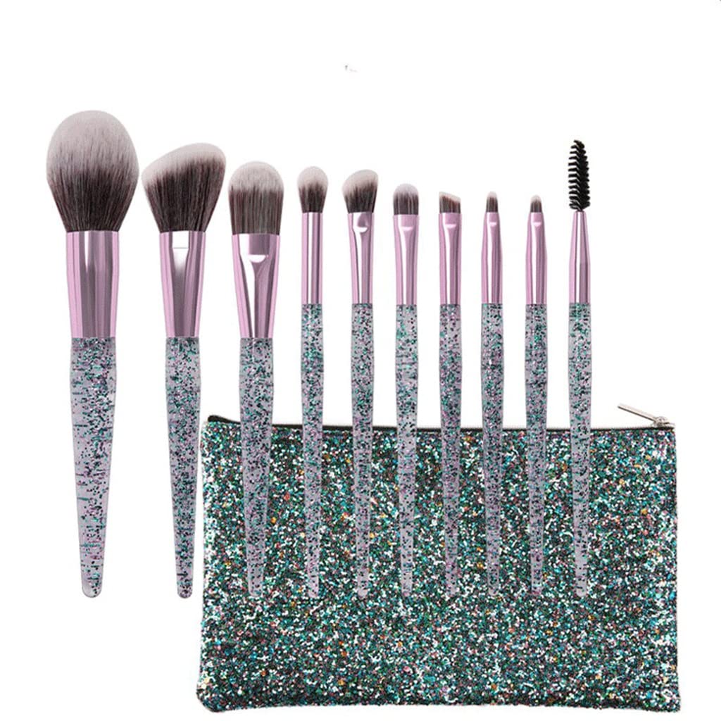 10 Teile/Satz Kristall Glitter Make-Up Pinsel Set Pro Foundation Pinsel Blending Concealer Make Up Pinsel Set mit Tasche