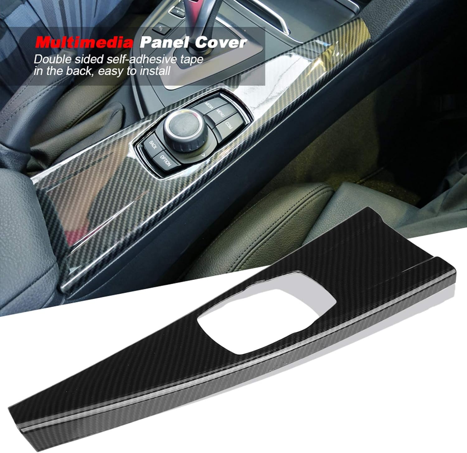 Carbon Fiber Interior Trim Compatible with BMW 3 Series F30 F34 & 4 Series F33 F36 (2013–2019), Center Console Panel Cover for Left-Hand Drive