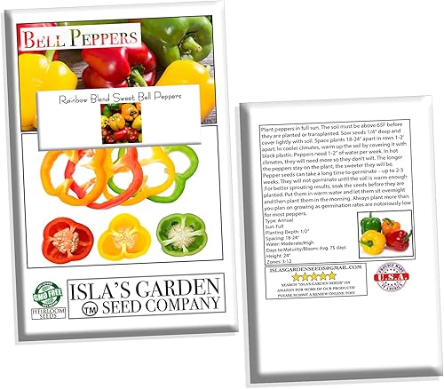 Miniatura 8 de Rainbow Blend - Semillas de pimiento dulce, más de 50 semillas de reliquia por paquete, semillas de jardín (Isla's Garden Seeds), semillas sin OMG