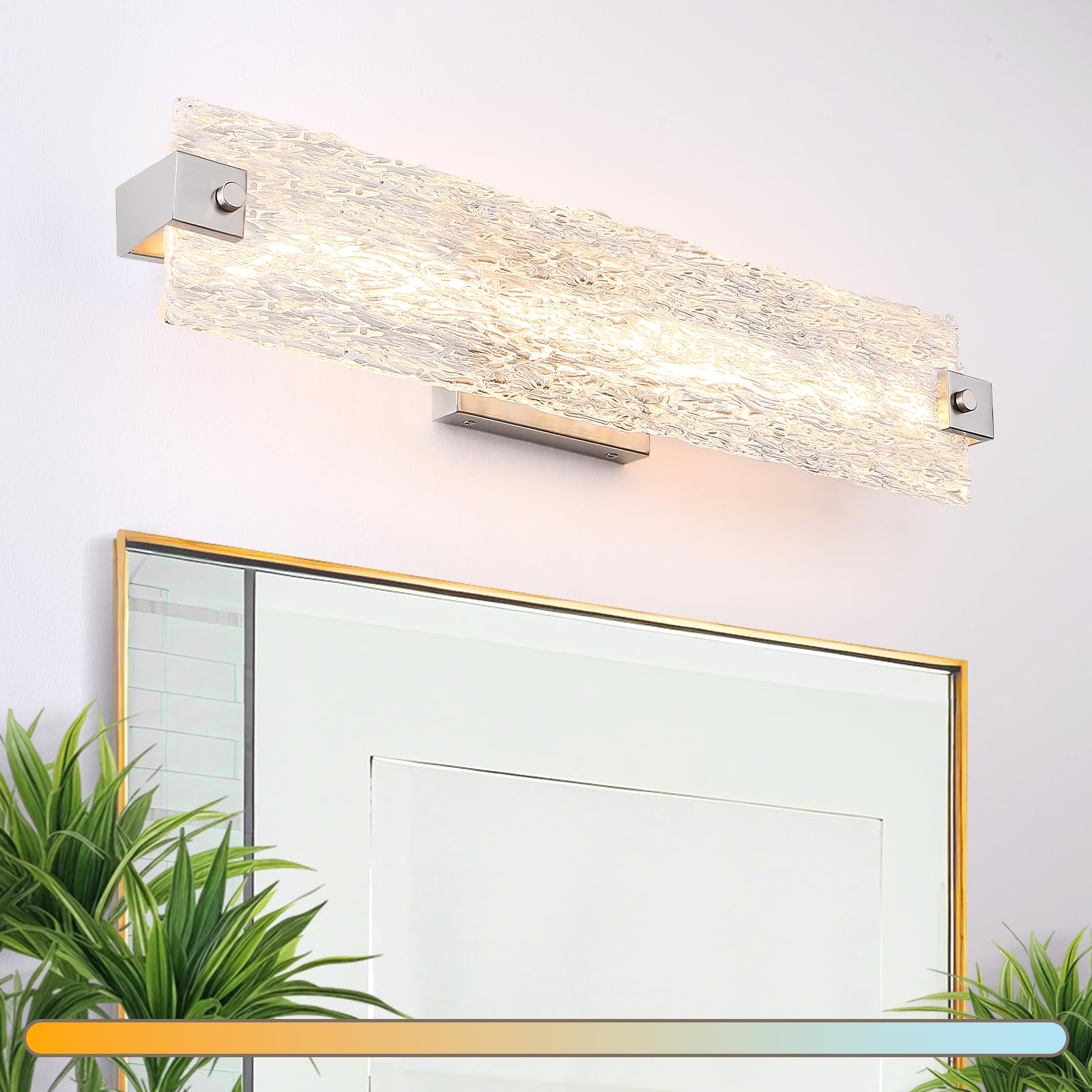 Modern LED Bathroom Vanity Light Fixture Over Mirror, Brushed Nickel