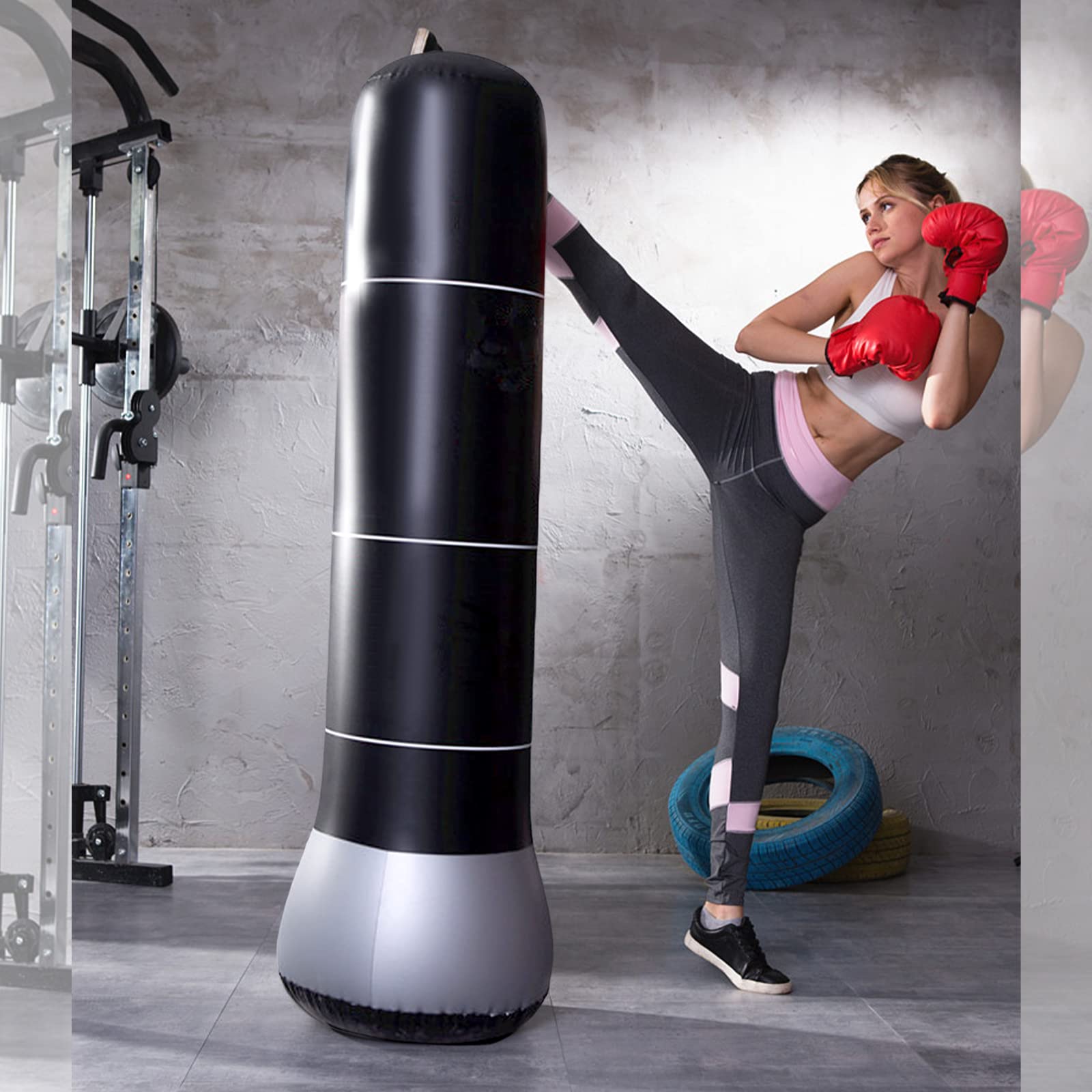 Sacco Boxe Colonna Oro Sacco Boxe Gonfiabile Kaluroil 150cm Base