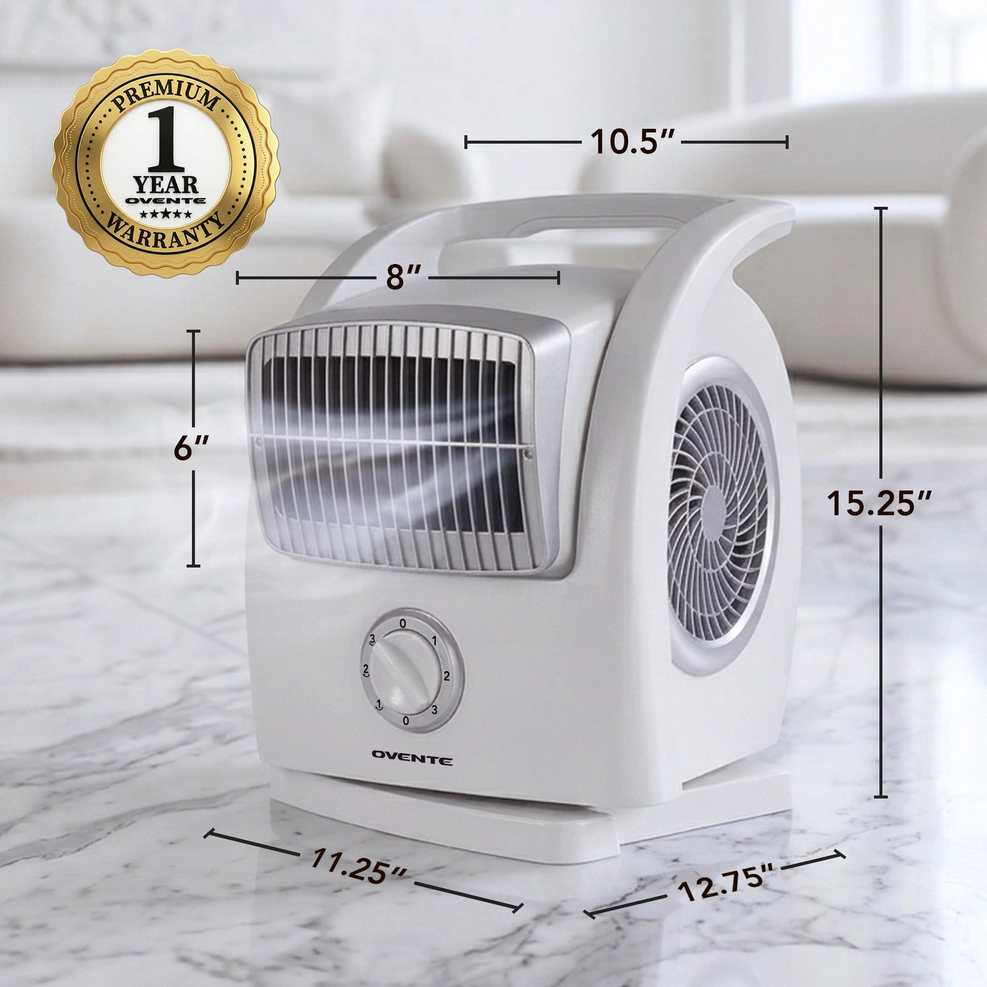 Amazon | Ovente BF74W Cool Breeze Pivoting Blower Fan, White by