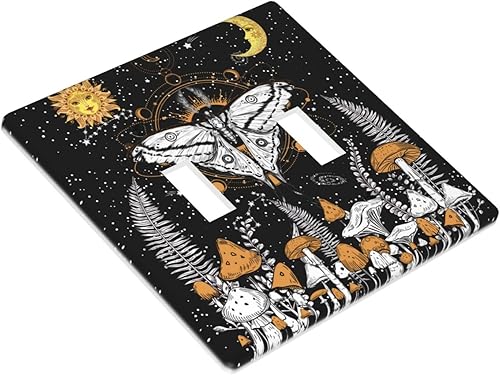 Miniatura 55 de Toggle Light Switch Wall Plate, Japanese Cherry Blossoms Mountain Tower Double Switch Cover, Size 2-Gang 4.5" X 4.5