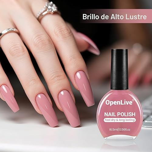 Miniatura 4 de 16.5ml Esmalte de uñas rosa polvoriento de secado rápido de gran volumen, rosa claro, esmalte de uñas de secado rápido y color duradero, arte