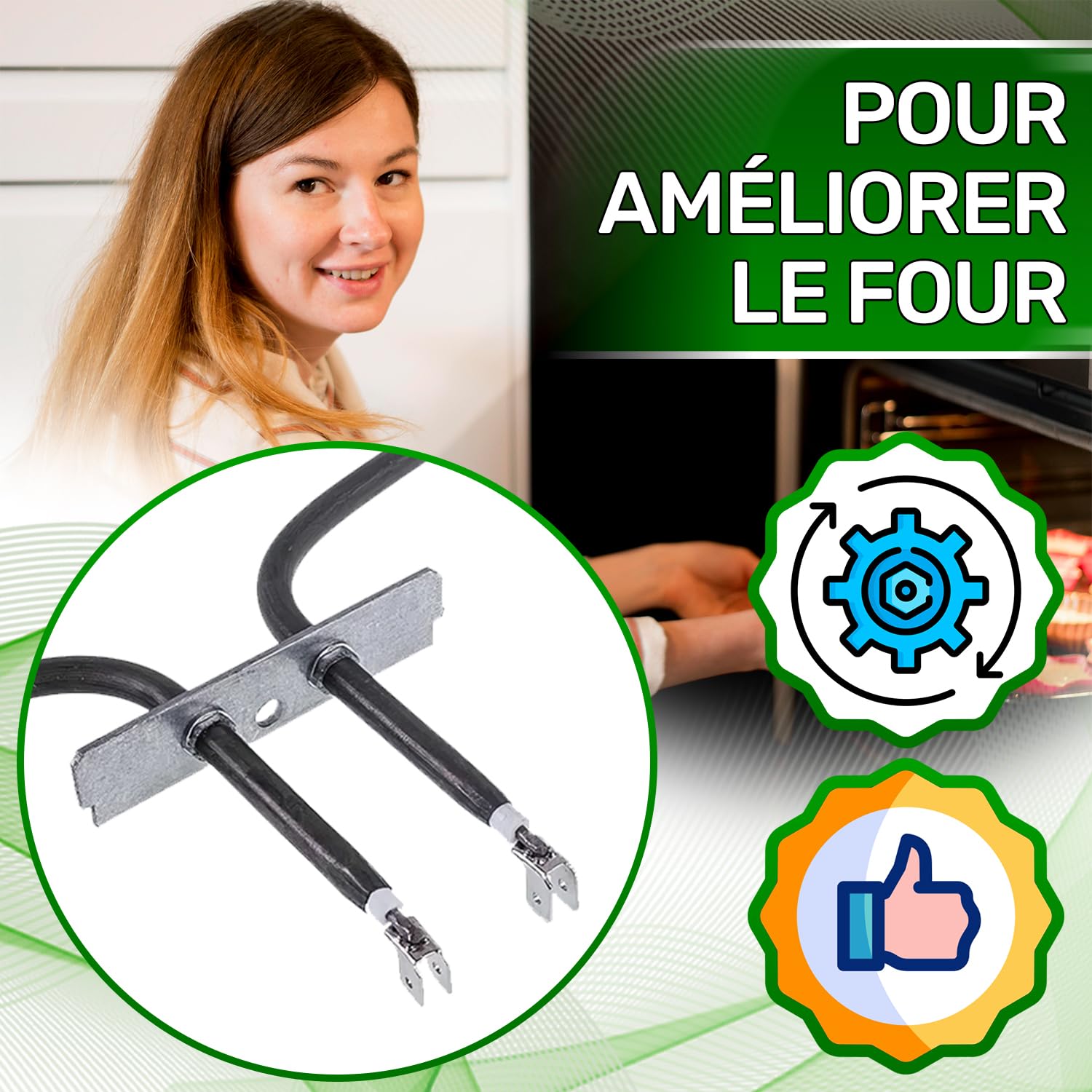 ONIX TECH Inférieur Resistance pour Four 1150W 220V/240V avec Code d'origine 481010551720 C00319574 pour Whirlpool pour Indesit - Garantie de 5 Ans